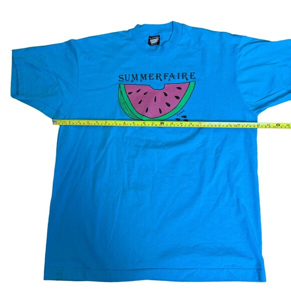 Vintage Summerfaire Watermelon Graphic Tee XL 50/50 Screen Stars Best blue - Picture 3 of 7
